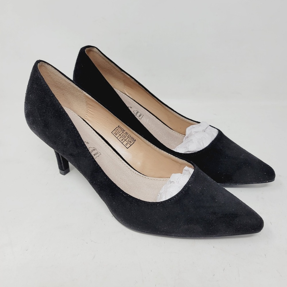 Greatonu Women's Pumps Sz 7.5 M Pointed Closed Toe Low Heel Dress